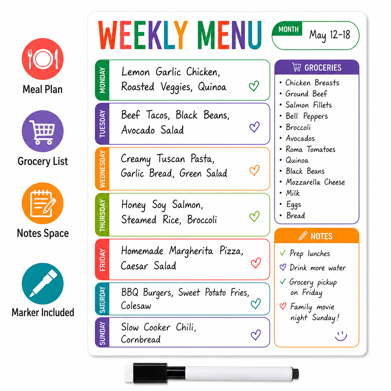 1pc Weekly Menu Fridge Whitebo - Planned Parenthood บทวิจารณ์และราคา